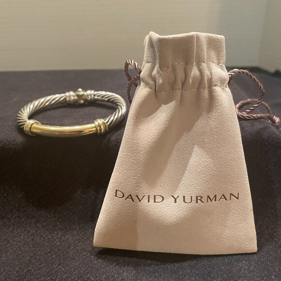LADIES DAVID YURMAN 14KT GOLD, STERLING SILVER METRO BRACELET 56.2 GRAMS - Picture 1 of 6